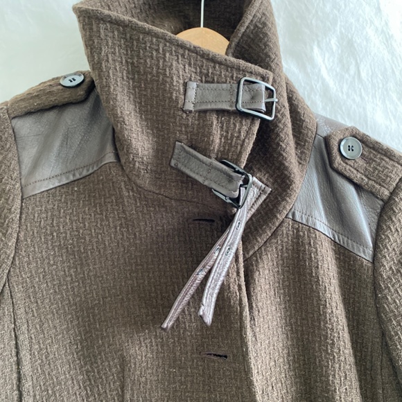 Cole Haan wool and leather trim coat - Picture 3 of 5